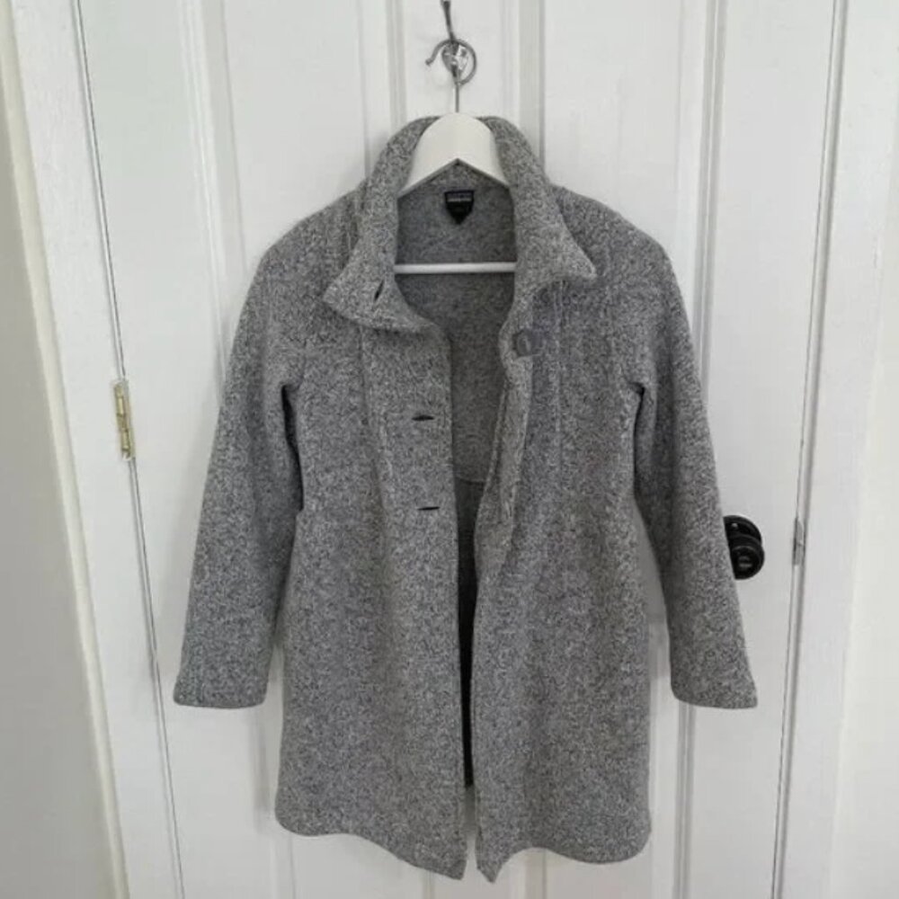 Girls Patagonia Mid Length Better Sweater Jacket Coat in Light Gray Sz Large 12